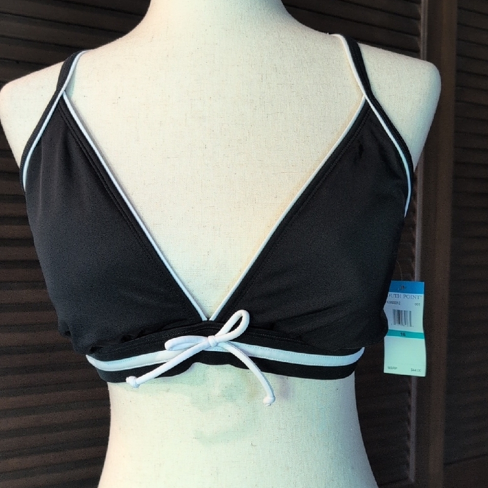 SOUTH POINT Chic Black and White Bikini Top - Sz 16 - NWT